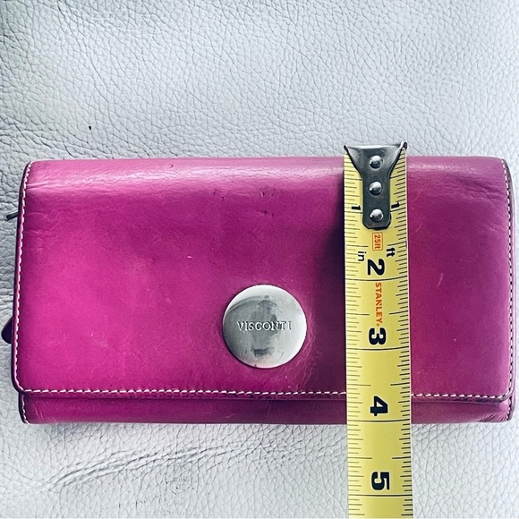 VISCONTI LEATHER MAIVE FUSCHIA PURPLE BIFOLD ZIPPED WALLET - Picture 13 of 16